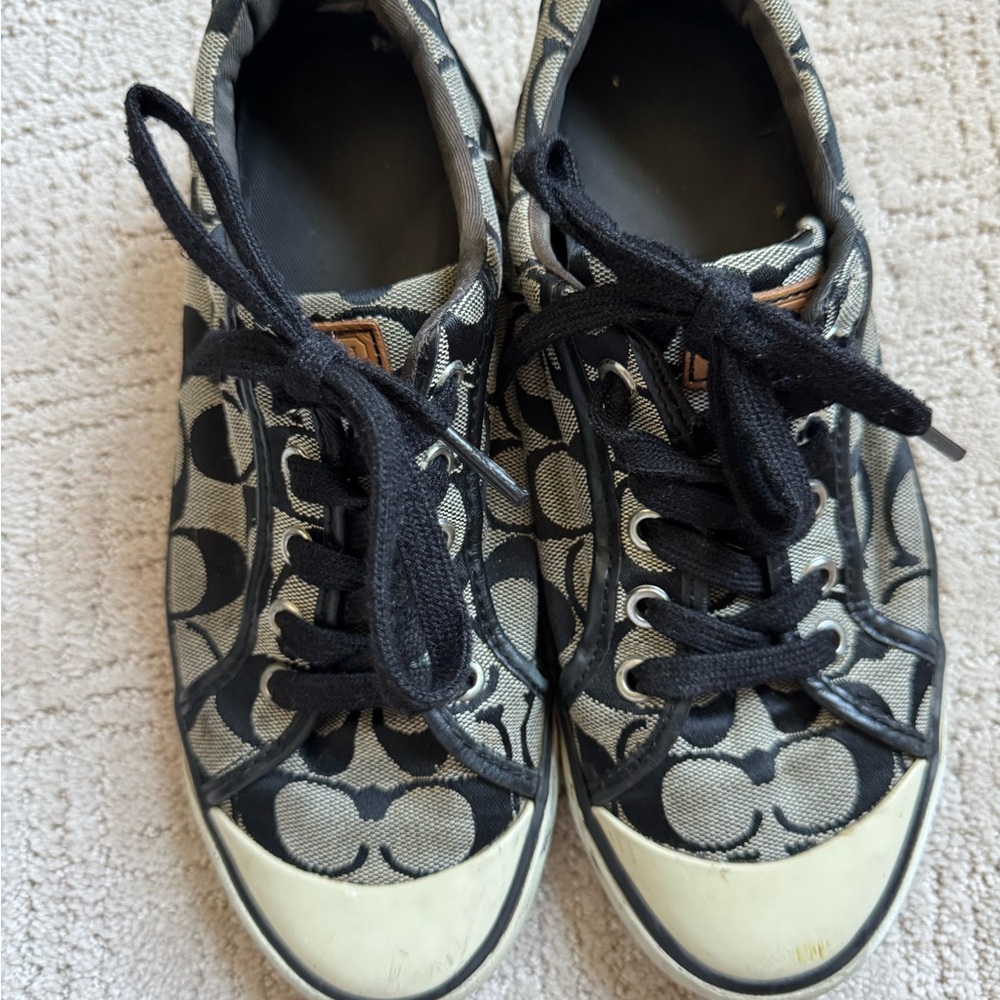 Coach Kids Black and White Patterned Sneakers